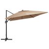 Boční zahradní slunečník s LED hliníková tyč 400 x 300 cm taupe 47007