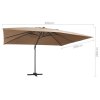 Boční zahradní slunečník s LED hliníková tyč 400 x 300 cm taupe 47007