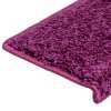 Kobercové nášlapy na schody 15 ks 65x21x4 cm fialové 134580