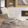 Křeslo glider se stoličkou krémově bílé textil 351663
