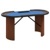 Pokerový stůl pro 10 hráčů držák na chipy modrý 160x80x75 cm 80407