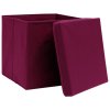 Úložné boxy s víky 10 ks tmavě červené 32 x 32 x 32 cm textil 288344