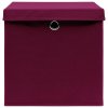 Úložné boxy s víky 10 ks tmavě červené 32 x 32 x 32 cm textil 288344
