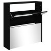 Botník se zrcadlem 2patrový černý 63 x 17 x 67 cm 342629