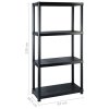 Úložný regál 4patrový černý 244 x 30,5 x 130 cm plast 3059859