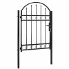 Plotová branka s klenutým vrškem ocelová 104 x 125 cm černá 143085