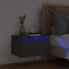Nástěnný noční stolek s LED osvětlením černý 836828