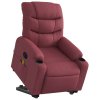 Zvedací masážní polohovací křeslo vínové textil 3206657