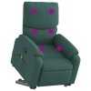Elektrické zvedací masážní polohovací křeslo zelené textil 3204866