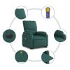 Elektrické zvedací masážní polohovací křeslo zelené textil 3204866