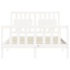 Rám postele s čelem bílý Small Double masivní dřevo 3192397
