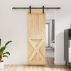Posuvné dveře s kováním 70 x 210 cm masivní borové dřevo 3202979