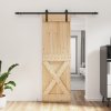 Posuvné dveře s kováním 70 x 210 cm masivní borové dřevo 3202998