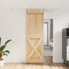 Posuvné dveře s kováním 70 x 210 cm masivní borové dřevo 3203038