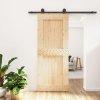 Posuvné dveře s kováním 85 x 210 cm masivní borové dřevo 3203052