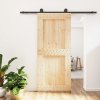 Posuvné dveře s kováním 90 x 210 cm masivní borové dřevo 3203073