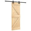 Posuvné dveře s kováním 70 x 210 cm masivní borové dřevo 3203136