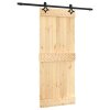 Posuvné dveře s kováním 85 x 210 cm masivní borové dřevo 3203141