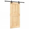 Posuvné dveře s kováním 90 x 210 cm masivní borové dřevo 3203148