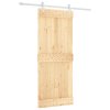 Posuvné dveře s kováním 85 x 210 cm masivní borové dřevo 3203181