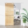 Posuvné dveře s kováním 85 x 210 cm masivní borové dřevo 3203181