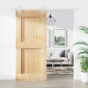 Posuvné dveře s kováním 90 x 210 cm masivní borové dřevo 3203188