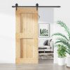 Posuvné dveře s kováním 85 x 210 cm masivní borové dřevo 3203205