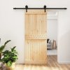 Posuvné dveře s kováním 85 x 210 cm masivní borové dřevo 3203232