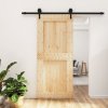 Posuvné dveře s kováním 90 x 210 cm masivní borové dřevo 3203239