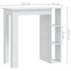 Barový stůl s regálem bílý lesklý 102 x 50 x 103,5 cm kompozit 809464
