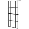 Zástěna do průchozí sprchy s policí černá 80x195 cm ESG/hliník 3185443