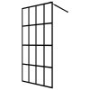 Zástěna do průchozí sprchy s policí černá 80x195 cm ESG/hliník 3185443