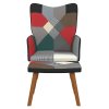 Relaxační křeslo se stoličkou patchwork textil 328196