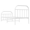 Kovový rám postele s hlavovým a nožním čelem bílý 90 x 190 cm 353694