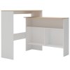 Barový stůl se 2 stolními deskami bílý a dub 130 x 40 x 120 cm 280220