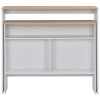 Barový stůl se 2 stolními deskami bílý a dub 130 x 40 x 120 cm 280220