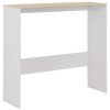 Barový stůl se 2 stolními deskami bílý a dub 130 x 40 x 120 cm 280220