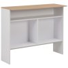 Barový stůl se 2 stolními deskami bílý a dub 130 x 40 x 120 cm 280220