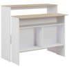 Barový stůl se 2 stolními deskami bílý a dub 130 x 40 x 120 cm 280220