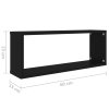 Nástěnné obdélníkové police 6 ks černé 60 x 15 x 23 cm kompozit 807138
