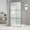 Sprchová zástěna walk-in černá 100 x 195 cm mléčné ESG sklo 152112