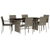 7dílný zahradní jídelní set s poduškami šedý polyratan 3213496