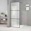 Sprchová zástěna walk-in černá 80 x 195 cm mléčné ESG sklo 152110