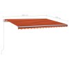 Automatická zatahovací markýza se sloupky 4,5x3 m oranžovohnědá 3069970
