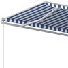 Automatická zatahovací markýza se sloupky 3,5 x 2,5 m modrobílá 3069926