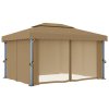 Altán se závěsy 4 x 3 m taupe hliník 3067050