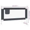 Dětská zábrana k postýlce tmavě šedá 150 x 25 cm textil 10229
