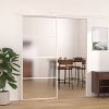 Posuvné dveře mléčné ESG sklo a hliník 90 x 205 cm bílé 151661