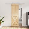 Posuvné dveře s kováním 70 x 210 cm masivní borové dřevo 3203016