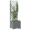 Zahradní truhlík s treláží světle šedý 40 x 40 x 136 cm PP 153270